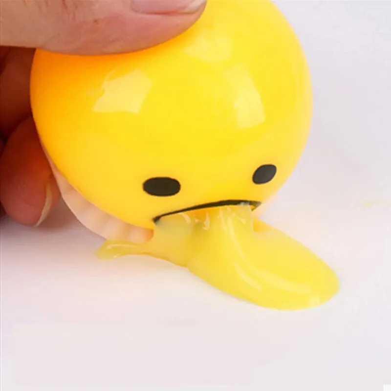 CL186 Squishy Puking 달걀 노른자 스트레스 볼 노란색 Goop 스트레스 장난감 안티 스트레스 짜기 까다로운 역겨운 계란 장난감
