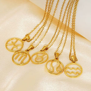 Collier Lincy Signe Astrologique Zodiacal Plaqué Or 18 Carats en Acier Inoxydable, Bijou <span class=keywords><strong>de</strong></span> Mode <span class=keywords><strong>Horoscope</strong></span> pour Femme, Vente en Gros - Product Image 2