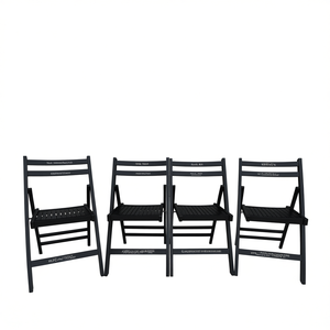 Ensemble de 4 chaises pliantes en bois à lattes noires Db, meubles de jardin d'extérieur, style rustique - Product Image 1