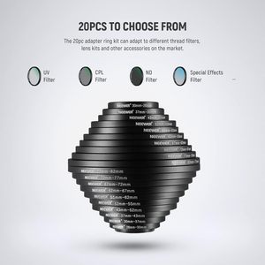 Neewer 20 miếng anodized đen kim loại ống kính Bộ lọc Bộ chuyển đổi Vòng kit bao gồm 10 miếng bước lên và bước xuống Bộ chuyển đổi Vòng Bộ - Product Image 2
