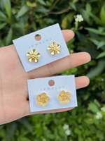 Anting Bunga Berlapis Emas yang Cantik, Anting Bunga Matahari Tembaga Berlapis Emas, Perhiasan Wanita Tembaga Grosir