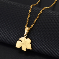 Magnifiques colliers pendentifs fleur d'hibiscus tropicale pour femmes - Base en acier inoxydable, bijoux hawaïens de Mayotte # 001762