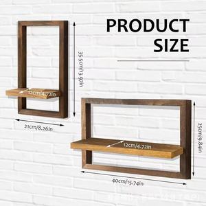 Estante de madera para montar en la pared, rectangular, color madera natural, de una sola capa, para decoración del hogar, organización de almacenamiento para sala de estar - Product Image 3