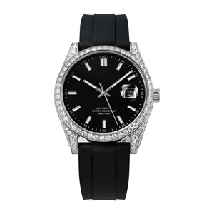 Reloj de Lujo Sofisticado para Hombre con Incrustaciones de Moissanita |   Mecánico Automático, Cristal de Zafiro, Resistente al Agua 5ATM - Product Image 1