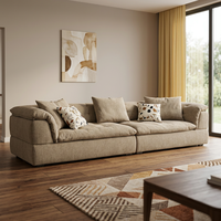 Canapé sectionnel moderne en tissu de 3,36 m, style italien, rembourré et moelleux, 3 places, canapé nuage