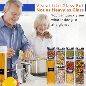 Juego de 7 Recipientes Rectangulares Transparentes para Cereales, Libres de BPA, Ecológicos, de Plástico de Grado Alimenticio, con Tapas Herméticas, Modernos para Almacenamiento - Product Image 3