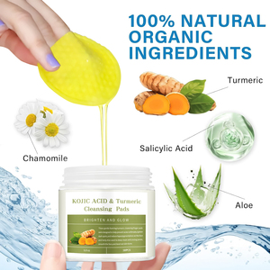 Dischetti Esfolianti Viso Private Label con Curcuma e Acido Cogico, 50 Pezzi, per la Rimozione delle Macchie Scure e lo Schiarimento della Pelle - Product Image 1