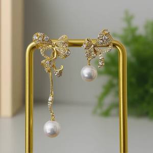 DIY Pearl Accessories S925 Silver Empty Tray with 8-15mm Round Beads <b>Fashion</b> <b>Drop</b> <b>Earrings</b> 22504DIY Accessory Collection - Product Image 1