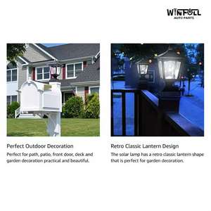 Lámpara Solar para Poste, Impermeable, con Control Remoto, Plástico Negro, Luz Blanca Fría, para Villa, Puerta, Camino, Jardín, Exterior - Product Image 5