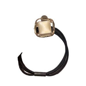 Élastique à cheveux en tissu noir avec décorations en pierres dorées, pour usage quotidien, pour femmes et filles - Product Image 5