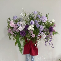 Composition florale artificielle violette en rangée, chemin de table floral, centre de table de mariage, décoration de chemin de table pour fêtes et banquets, décoration florale