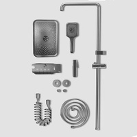 Juego de Baño Moderno Kahnos Gris de 4 Funciones, Cabezal de Ducha de Lluvia y Grifo de Bidé, Sistema de Ducha de Latón Completo