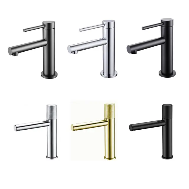 Chrome Modern Brass Body Basin Faucet Single Hole Hot and Cold Water Bathroom Basin Taps