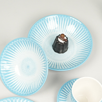 Ensemble de vaisselle en céramique ronde, assiette et bol, glaçure réactive, restaurant, vaisselle de table, vaisselle créative