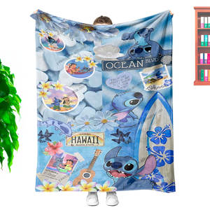 Bonitos diseños populares 3D <span class=keywords><strong>Stitch</strong></span> dibujos animados impreso 100% poliéster logotipo personalizado foto tamaño bajo usable tejido polar <span class=keywords><strong>Manta</strong></span> - Product Image 3