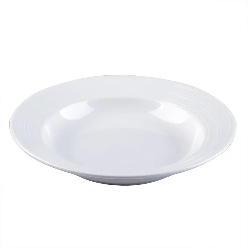 Plato hondo de porcelana blanca alta Plato de sopa redondo