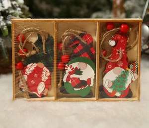 Décorations suspendues de Noël en bois mignon elfe nain elfe - Product Image 3