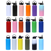 Bouteilles d'Eau Personnalisées en Acier Inoxydable 32oz 40oz, Flasque Thermos Isotherme à Double Paroi avec Revêtement en Poudre
