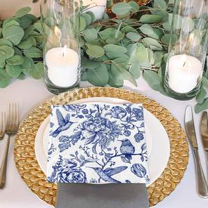 80 шт. современных одноразовых двухслойных бумажных салфеток 13x13 дюймов с дизайном «Синие птицы», для обеда, ужина, свадьбы, подложки под руки - Product Image 6