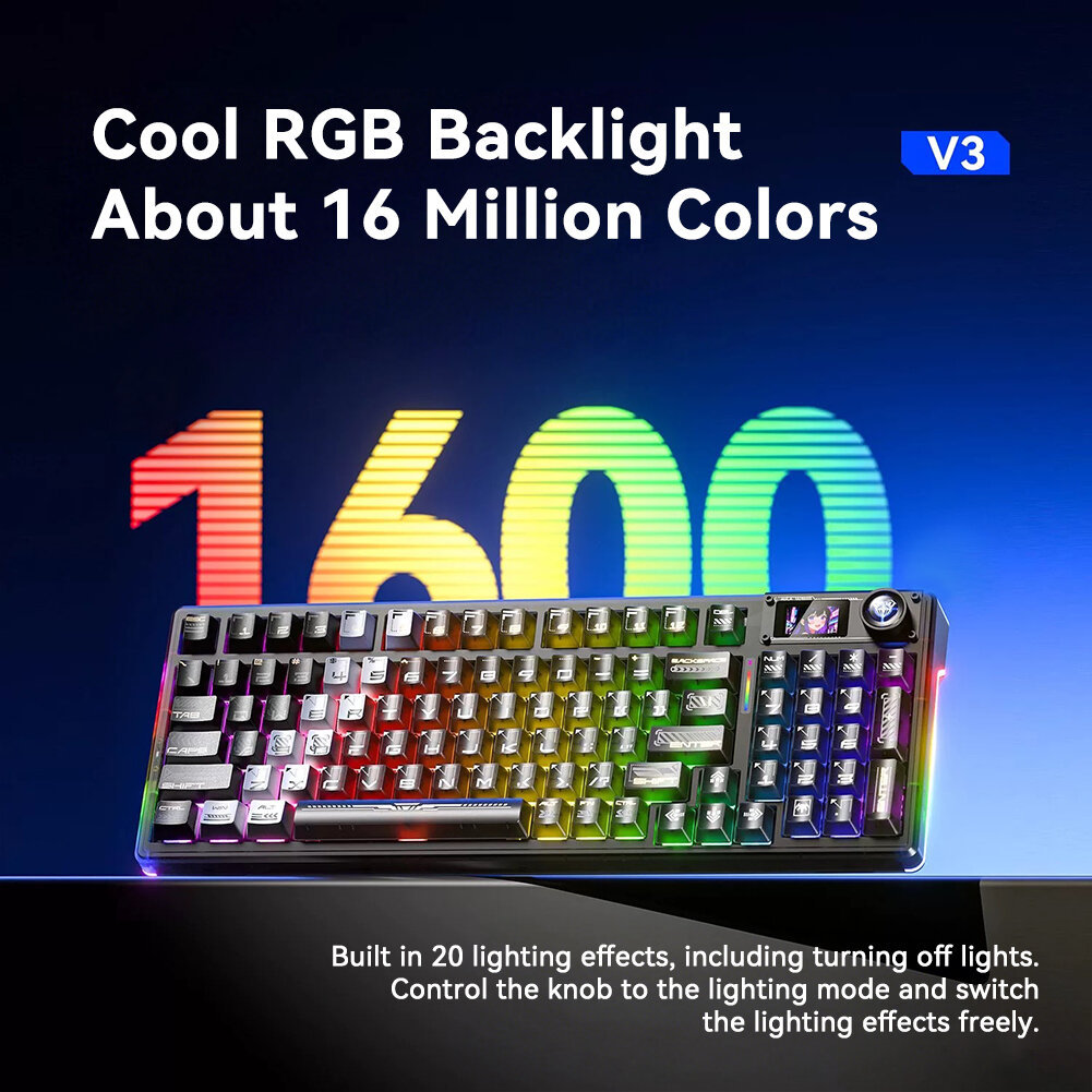Aula F98Pro V3 Transparent Mechanical Gaming Keyboard with TFT