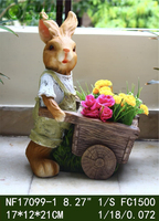 Pot de fleurs créatif en résine avec deux lapins, design animal amusant, Art déco, fait main, certifié BSCI, pour la maison, le jardin et l'extérieur