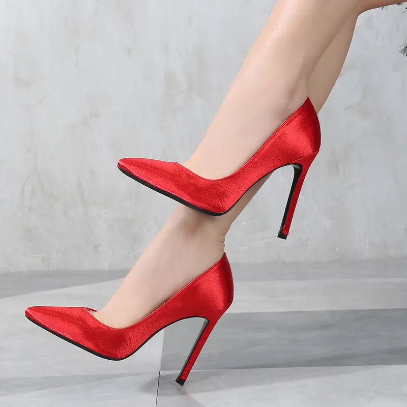 Sh11038a son yüksek topuk bayanlar ayakkabı açık kırmızı renk kadın blok topuklu gelin ayakkabıları