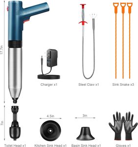 Desatascador de Inodoros Eléctrico de Alta Calidad, Directo de Fábrica, Nuevo, Limpieza Profunda, Ecológico, Máquina Desatascadora de Alcantarillado, Nylon Azul + Acero Inoxidable - Product Image 6