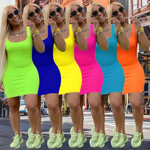 Vestidos casuales de satén sin mangas para mujer Color sólido Verano <span class=keywords><strong>Maxi</strong></span> con cintura imperio Transpirable Lavable Frontal Impresión digital - Product Image 3