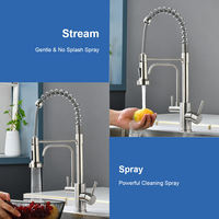 Robinet de cuisine de luxe au design carré, moderne et élégant, avec douchette extractible à ressort en céramique, double poignée pour eau chaude/froide, idéal pour salle de bain et salle à manger
