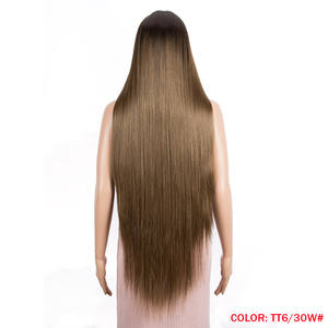 Peluca de Cabello Sintético Resistente al Calor con Frente de Encaje Recto, 38 Pulgadas, Estilo Ombre Rubio, Peluca de Cabello Sintético de Alta Temperatura con Estilo Moderno y Puntiagudo - Product Image 5