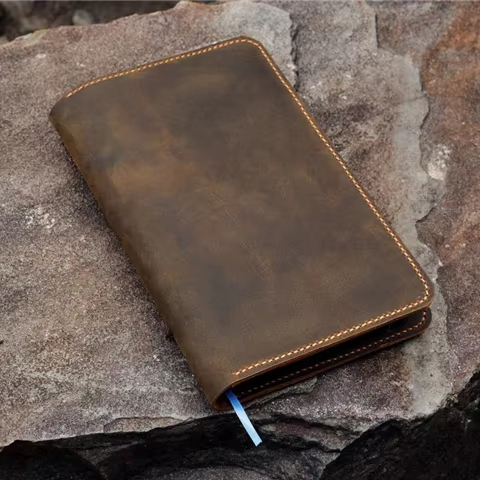 Handmade A5 Dark Brown Leather Journal Cover Vintage Travel Diary Sketchbook Cover Personalized Cowhide Cover Gift for Him/her