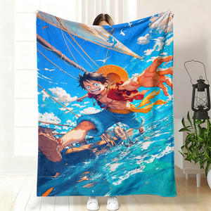 ผ้าห่มขนแกะลายการ์ตูนอนิเมะลูฟี่แบบกำหนดเองขายส่งจำนวนมาก ผ้าห่มนุ่มฟูสำหรับเตียง โซฟา รถยนต์ และการเดินทาง - Product Image 5