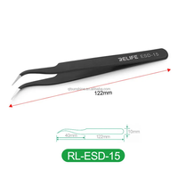 Pince à épiler antistatique droite et courbée QTS RL-ESD-11/RL-ESD-15 noire, garantie 1 an pour la réparation d'instruments de précision mobiles