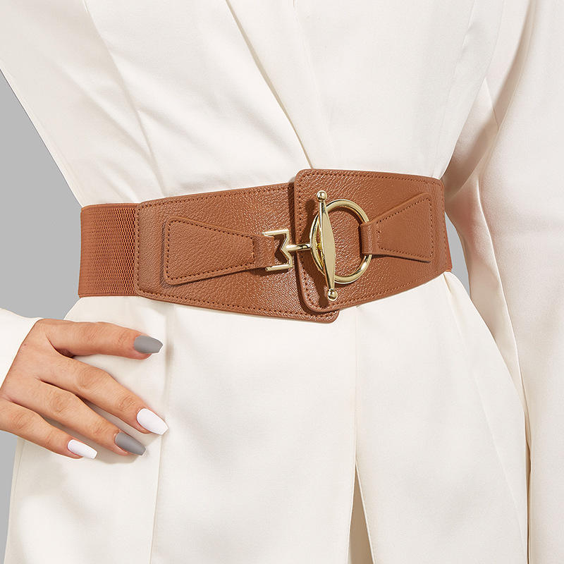 Cinturones elásticos de cuero PU para mujer, cinturón de marca de diseñador de alta calidad, color negro