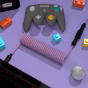 <b>Keyboard</b> Data Cable Type C <b>USB</b> Aviation Plug Spring Connector 1m Purple Gaming <b>Keyboard</b> Charging Cable - Product Image 2