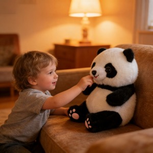 Muñeco de Peluche Personalizado de Panda Gorda Princesa, Adorable y Suave, con Bufanda de Acrílico Tejida, de Algodón PP y Malla - Product Image 3