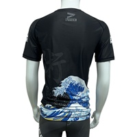 Rashguard No-Gi Jiu-Jitsu avec motif Vague de Kanagawa (Japon) et soutien musculaire pour la lutte, le MMA, le BJJ et le grappling