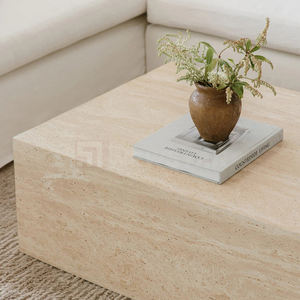 Newstar <span class=keywords><strong>Table</strong></span> centrale moderne meubles de salon <span class=keywords><strong>Table</strong></span> basse rectangulaire en travertin socle en marbre <span class=keywords><strong>Table</strong></span> basse en marbre Beige - Product Image 3