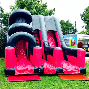 Château gonflable double face rouge pour fêtes, toboggan gonflable commercial pour événements - Product Image 1