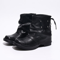 Bottines pour femmes de style occidental à talons carrés épais, à enfiler, mode automne/hiver, doublure en maille, tige en PU, confortables, tendance, avec rivets