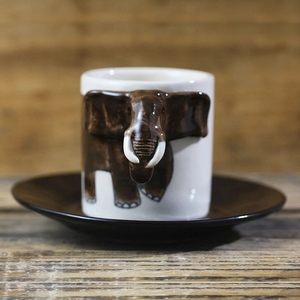 Wholesale <strong>Ceramic</strong> Animal Cup Cartoon <strong>Elephant</strong> Mug Hand-<strong>Painted</strong> Porcelain Espresso Coffee Cup with Saucer - Product Image 6