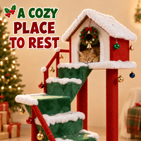 Arbre à chat de Noël personnalisé, tour d'escalade multi-chats, poteau à gratter en sisal, maison douillette, fournisseur en gros OEM ODM