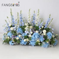 Vente en gros d'arrangement floral artificiel bleu blanc élégant centre de table de mariage décor de colonne douche nuptiale