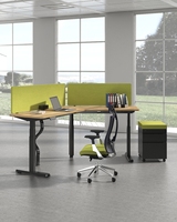 Bureau de jeu en forme de L OMNI avec élévateur électrique, poste de travail ergonomique réglable