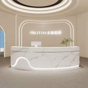 Mostrador de Recepción Curvo <span class=keywords><strong>para</strong></span> Salones de Belleza, Uñas, Ropa, Medicina, Bienestar, Yoga, Odontología, con Recubrimiento de Pintura <span class=keywords><strong>para</strong></span> Áreas de Recepción - Product Image 4