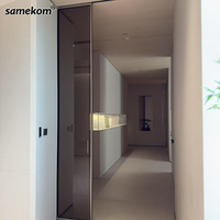 Porte coulissante de poche en verre sans cadre système de voie cachée porte de séparation de pièce d'économie d'espace