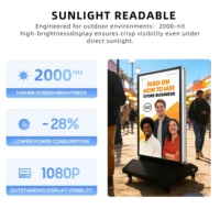 Afficheur LCD double face commercial extérieur 43 pouces pour événements et salons professionnels, étanche IP65, lisible en plein soleil, signalétique mobile, kiosque