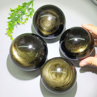 Sphères d'obsidienne dorée de 6 à 8 cm, cristal de quartz, boules d'obsidienne dorée pour la méditation