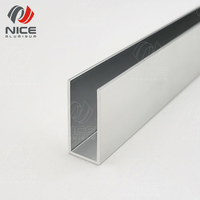 Profil en alliage d'aluminium 6063 série T5 pour paroi de douche en verre, profilés en verre pour douche, canal en forme de U, profilés en U