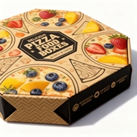 Boîte à pizza octogonale haut de gamme écologique en carton ondulé de qualité alimentaire, robuste et biodégradable, avec fentes pour une emballage sécurisé de la pizza